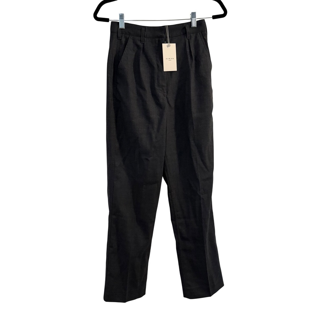 Almina Concept Trousers Charcoal Gray Small High Waisted Minimalist Work Office